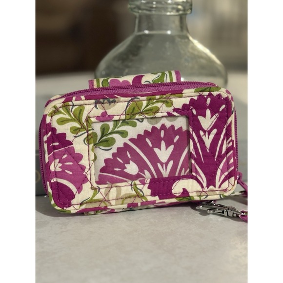 Vera Bradley Julep Tulip Wallet Wristlet Zip Organizer ID Holder Pink Green - Picture 3 of 6